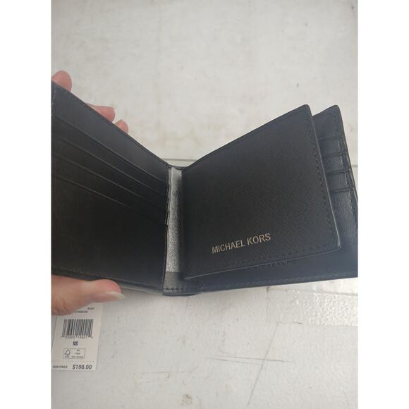 NWT Michael Kors Men Harrison Crossgrain Leather Billfold Wallet/Passcase,Blk-OS - Picture 3 of 6